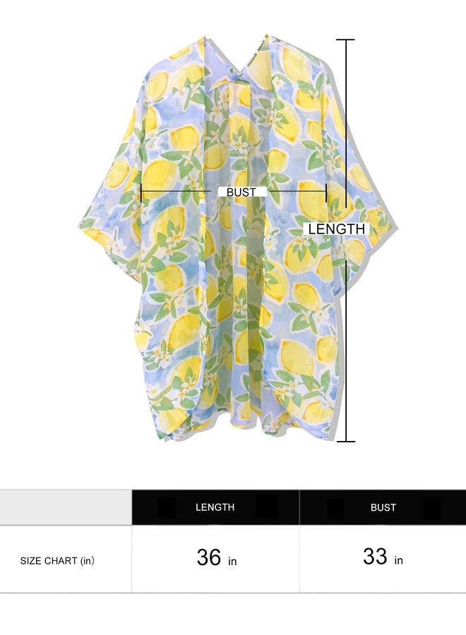 Moss Rose Women's Lemon Shirt Swimsuit Outfit Beach Kimono Coverup Sheer Chiffon Cover Ups Cardigan Tops - Image 5